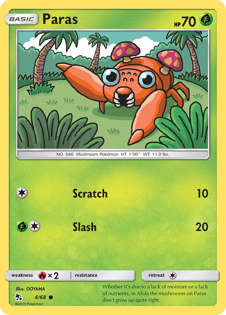Paras 004 — Hidden Fates (English Pokémon TCG card)
