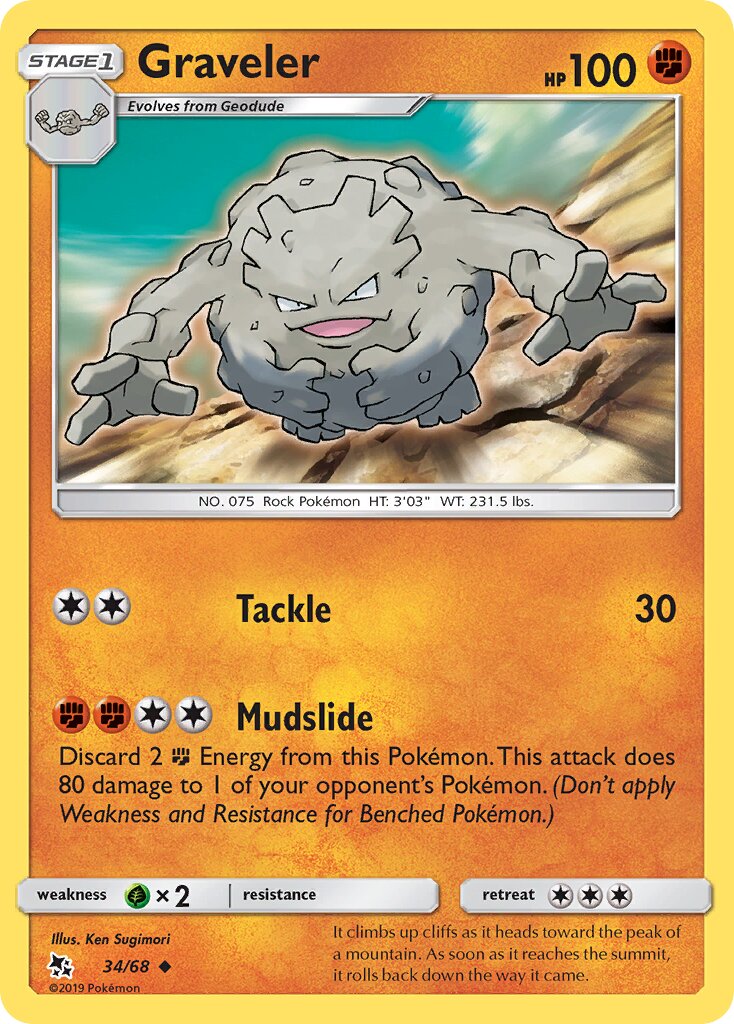 Graveler 034 — Hidden Fates (English Pokémon TCG card)