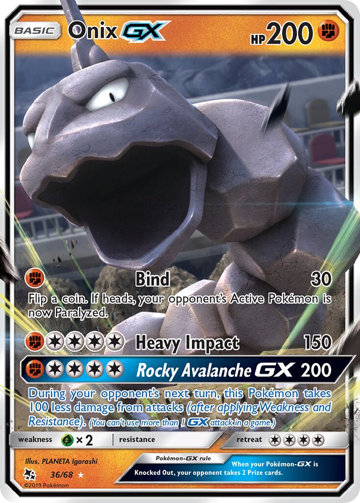Onix-GX 036 — Hidden Fates (English Pokémon TCG card)