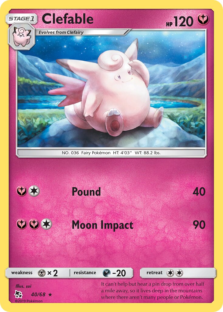 Clefable 040 — Hidden Fates (English Pokémon TCG card)