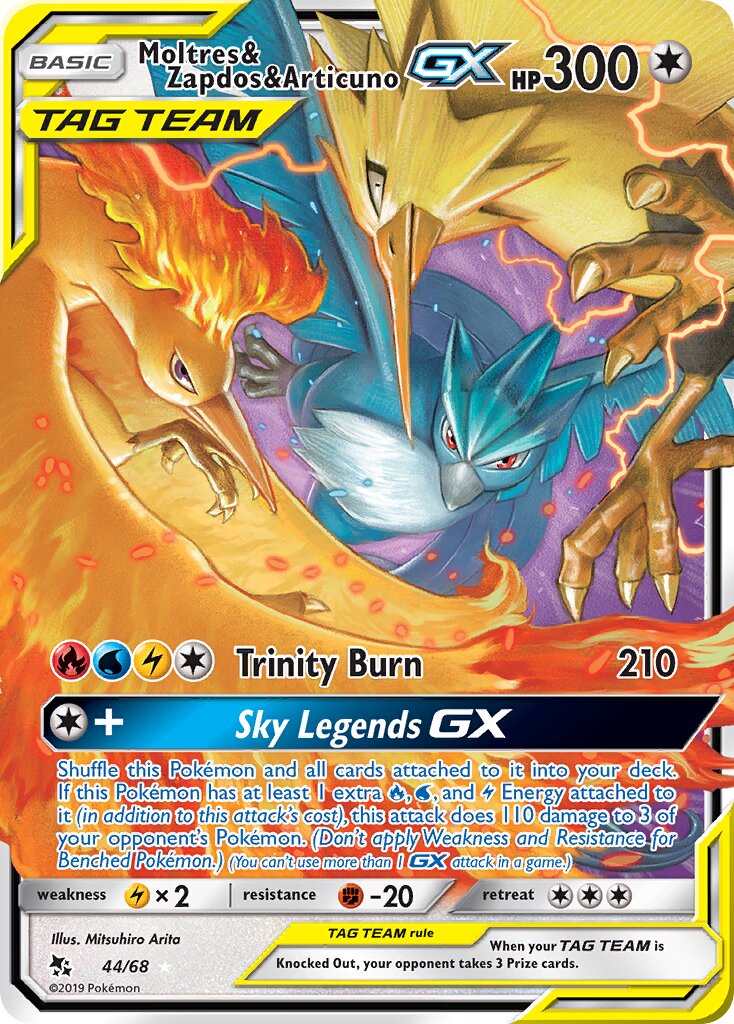Moltres & Zapdos & Articuno-GX 044 — Hidden Fates (English Pokémon TCG card)