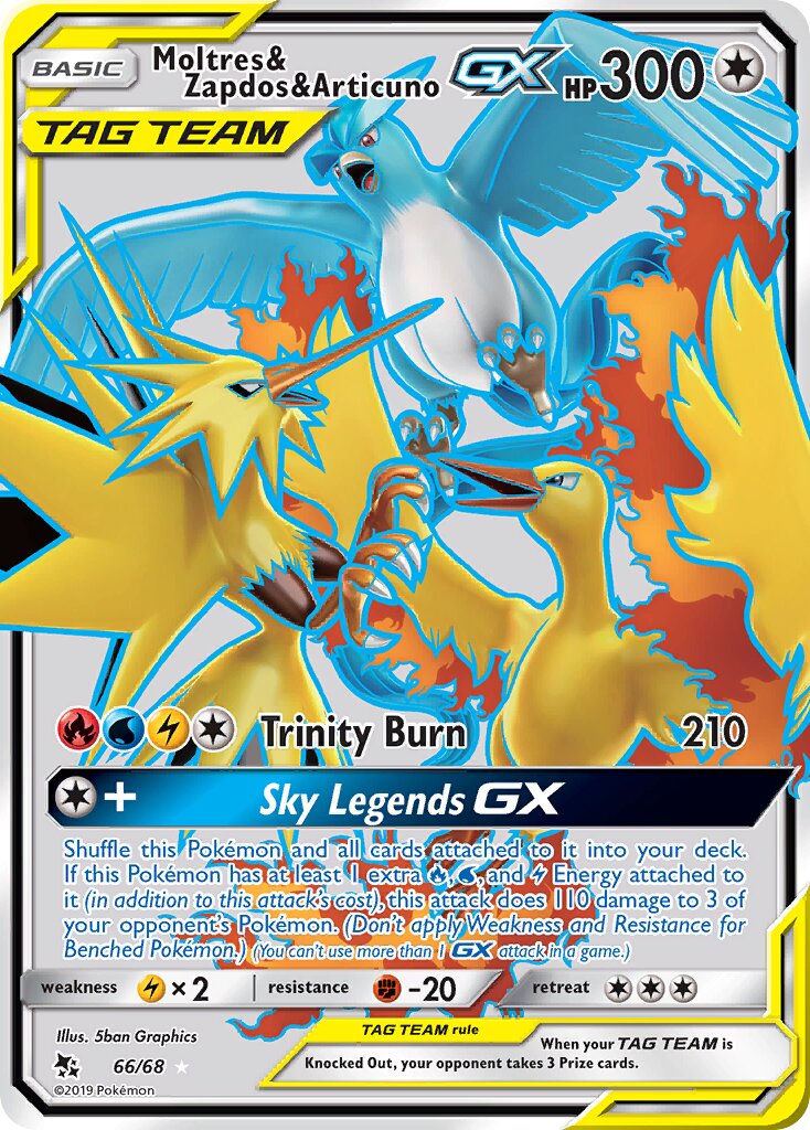Moltres & Zapdos & Articuno-GX 066 — Hidden Fates (English Pokémon TCG card)