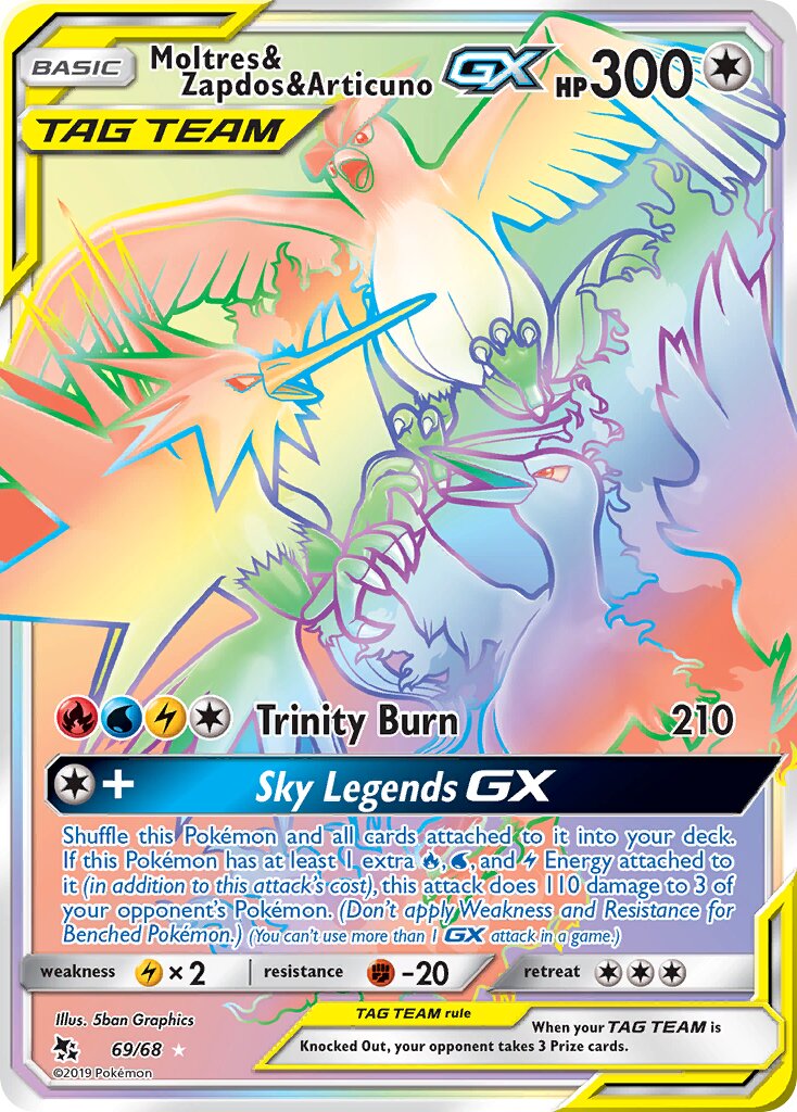 Moltres & Zapdos & Articuno-GX 069 — Hidden Fates (English Pokémon TCG card)