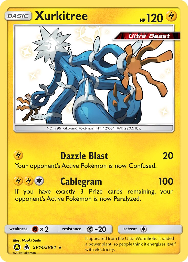 Xurkitree SV14/SV94 — Hidden Fates (English Pokémon TCG card)