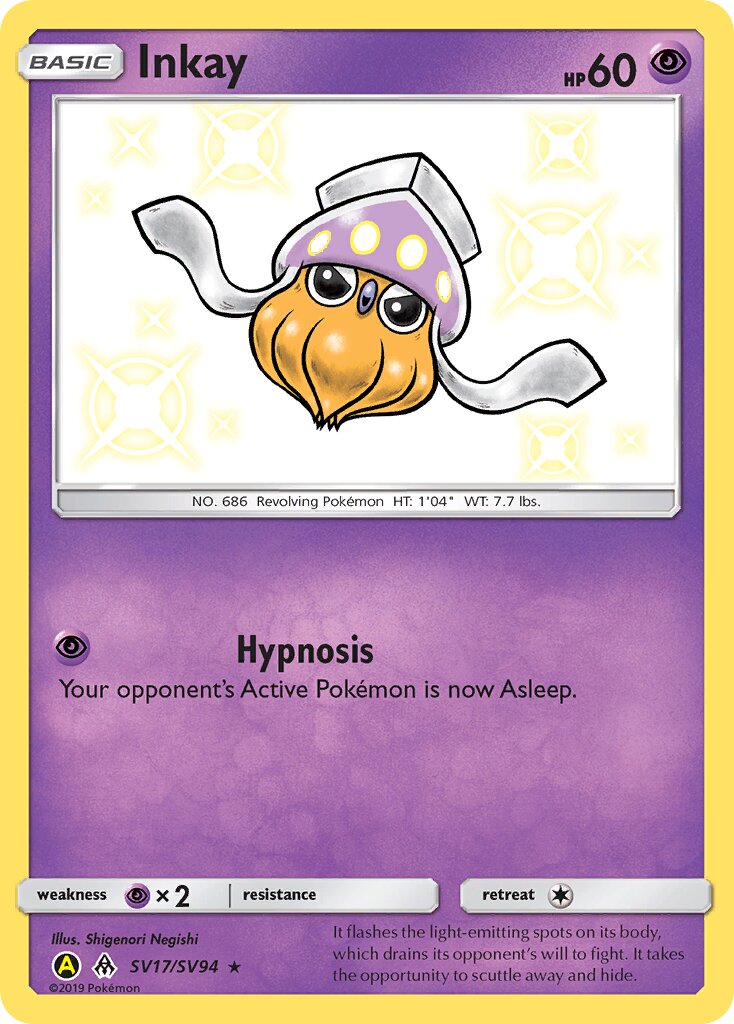 Inkay SV17/SV94 — Hidden Fates (English Pokémon TCG card)