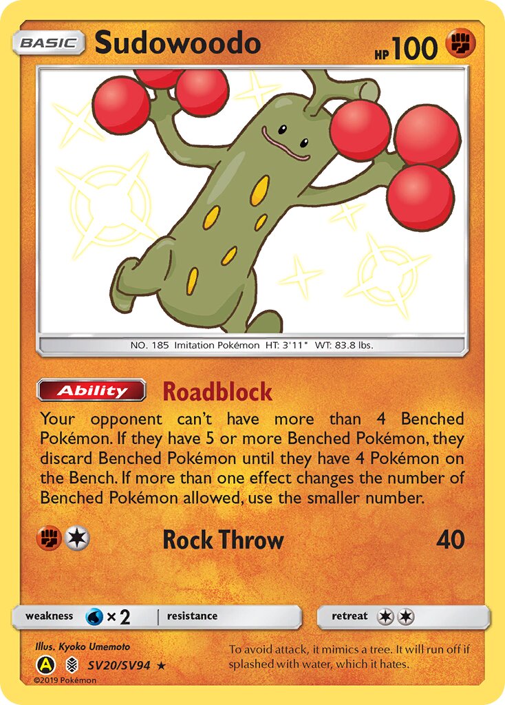 Sudowoodo SV20/SV94 — Hidden Fates (English Pokémon TCG card)