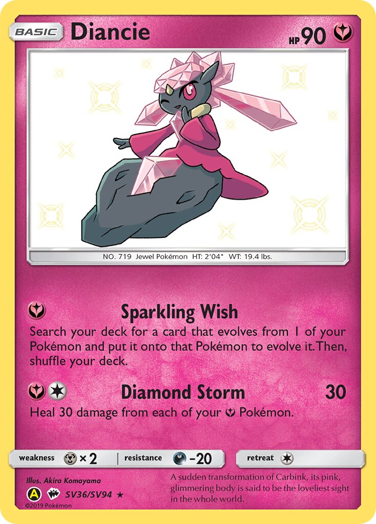 Diancie SV36/SV94 — Hidden Fates (English Pokémon TCG card)