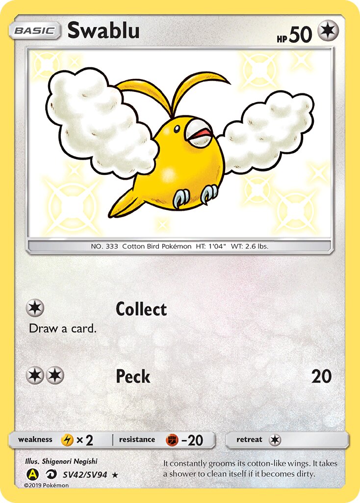 Swablu SV42/SV94 — Hidden Fates (English Pokémon TCG card)
