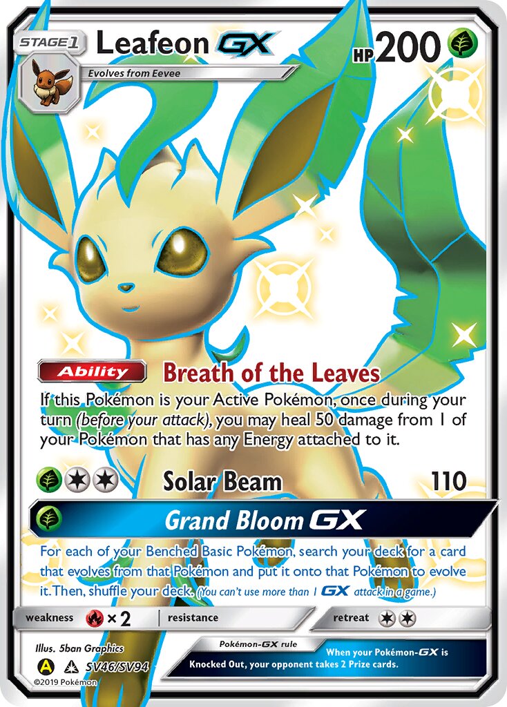 Leafeon-GX SV46/SV94 — Hidden Fates (English Pokémon TCG card)