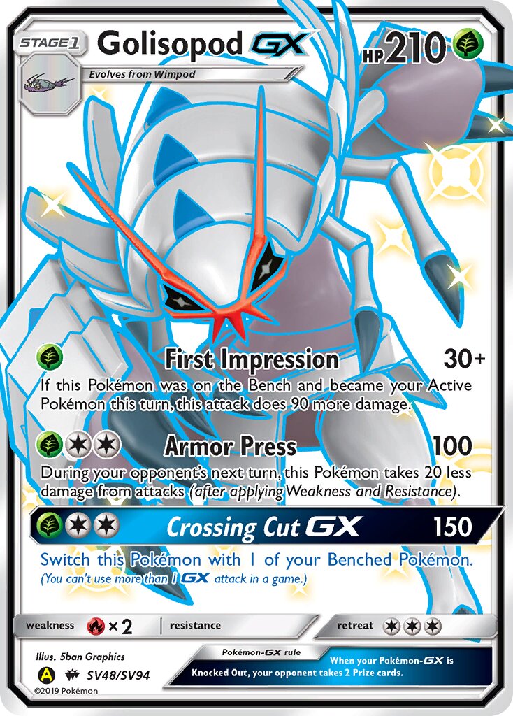 Golisopod-GX SV48/SV94 — Hidden Fates (English Pokémon TCG card)