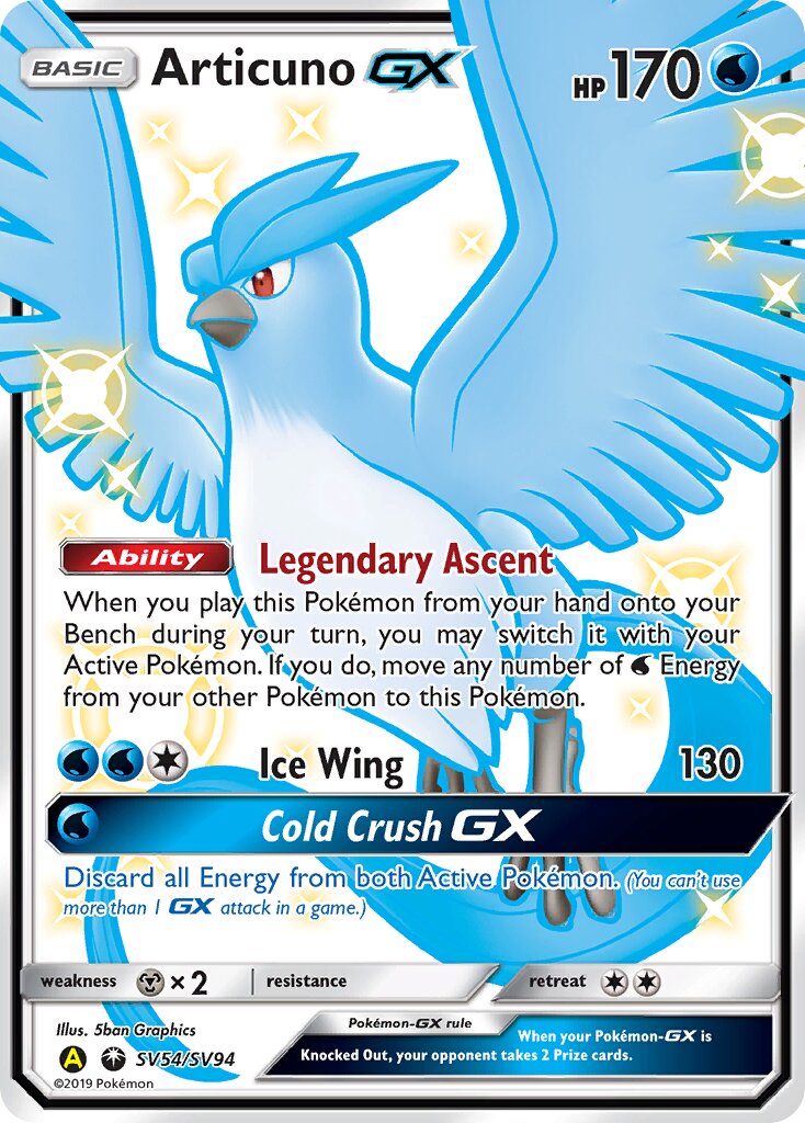 Articuno-GX SV54/SV94 — Hidden Fates (English Pokémon TCG card)