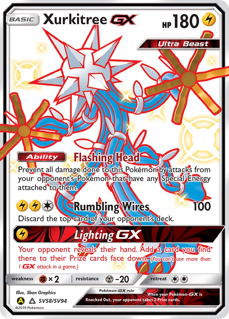 Xurkitree-GX SV58/SV94 — Hidden Fates (English Pokémon TCG card)