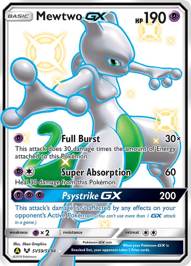 Mewtwo-GX SV59/SV94 — Hidden Fates (English Pokémon TCG card)