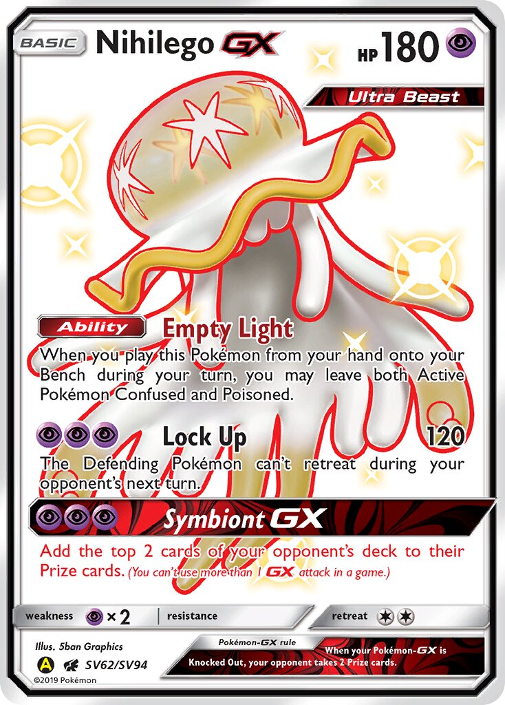 Nihilego-GX SV62/SV94 — Hidden Fates (English Pokémon TCG card)