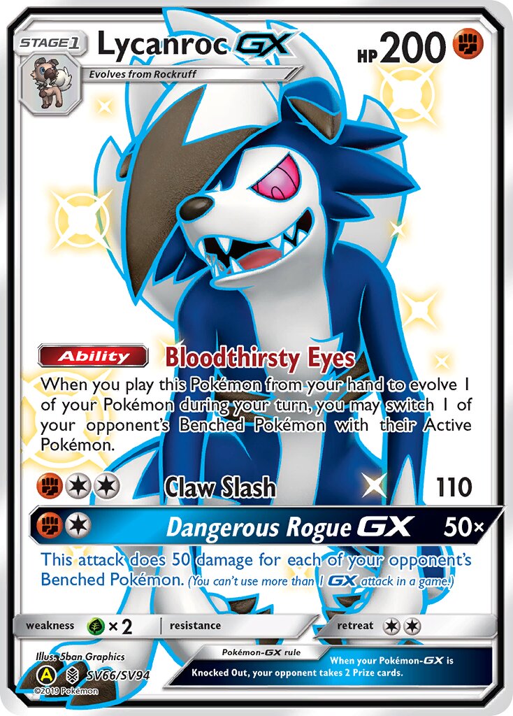 Lycanroc-GX SV66/SV94 — Hidden Fates (English Pokémon TCG card)