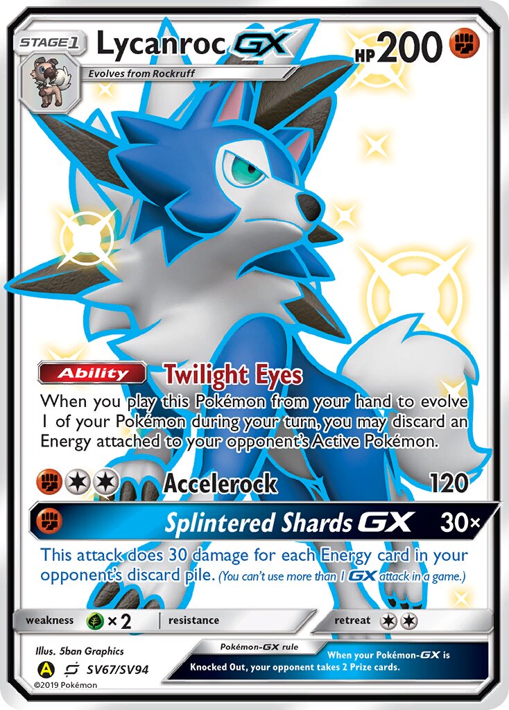 Lycanroc-GX SV67/SV94 — Hidden Fates (English Pokémon TCG card)