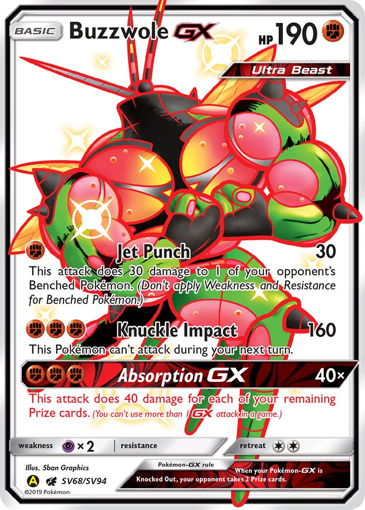 Buzzwole-GX SV68/SV94 — Hidden Fates (English Pokémon TCG card)