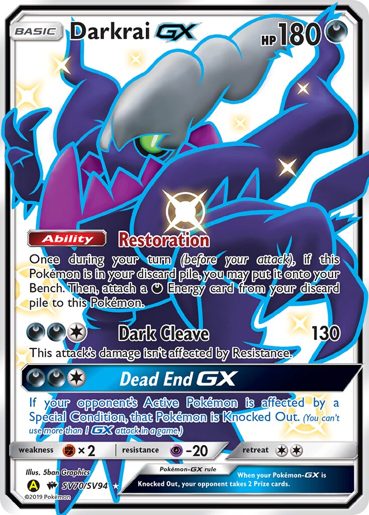 Darkrai-GX SV70/SV94 — Hidden Fates (English Pokémon TCG card)