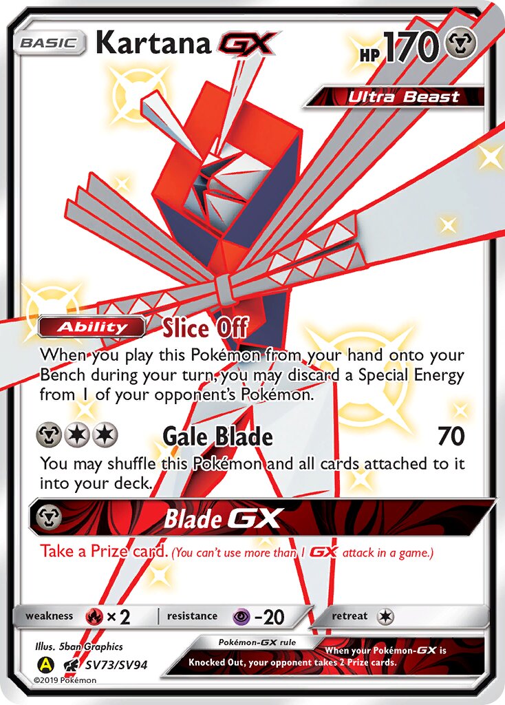 Kartana-GX SV73/SV94 — Hidden Fates (English Pokémon TCG card)