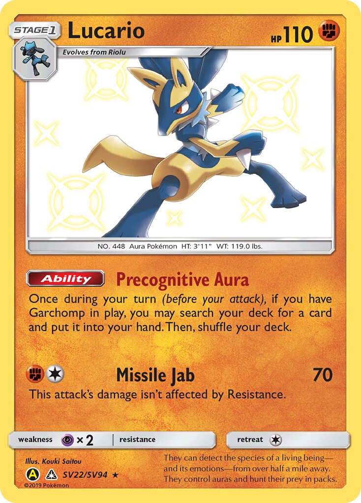 Lucario 022/94 — Hidden Fates: Shiny Vault (English Pokémon TCG card)