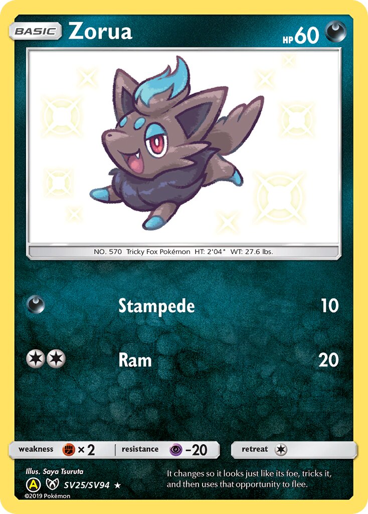 Zorua 025/94 — Hidden Fates: Shiny Vault (English Pokémon TCG card)