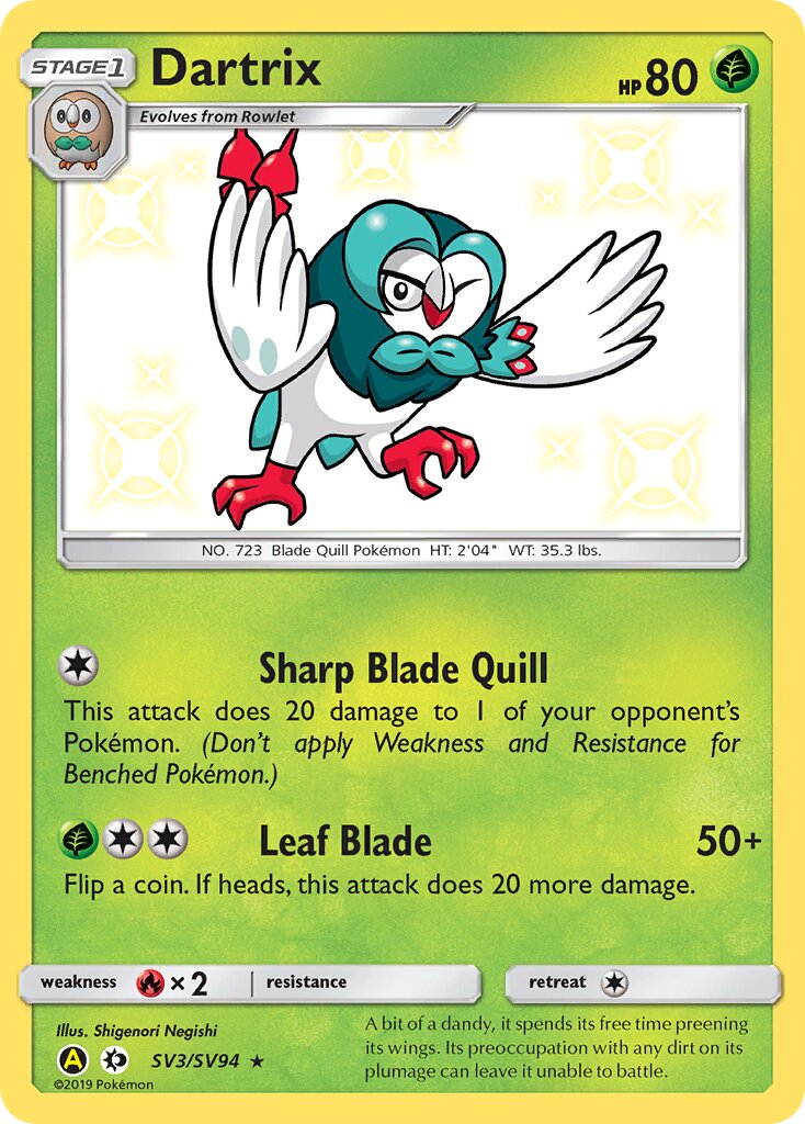Dartrix 003/94 — Hidden Fates: Shiny Vault (English Pokémon TCG card)