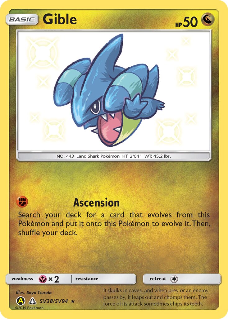 Gible 038/94 — Hidden Fates: Shiny Vault (English Pokémon TCG card)