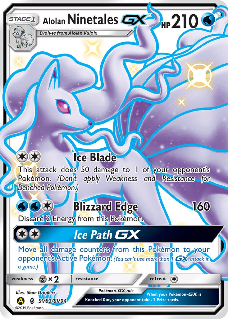 Alolan Ninetales-GX 053/94 — Hidden Fates: Shiny Vault (English Pokémon TCG card)