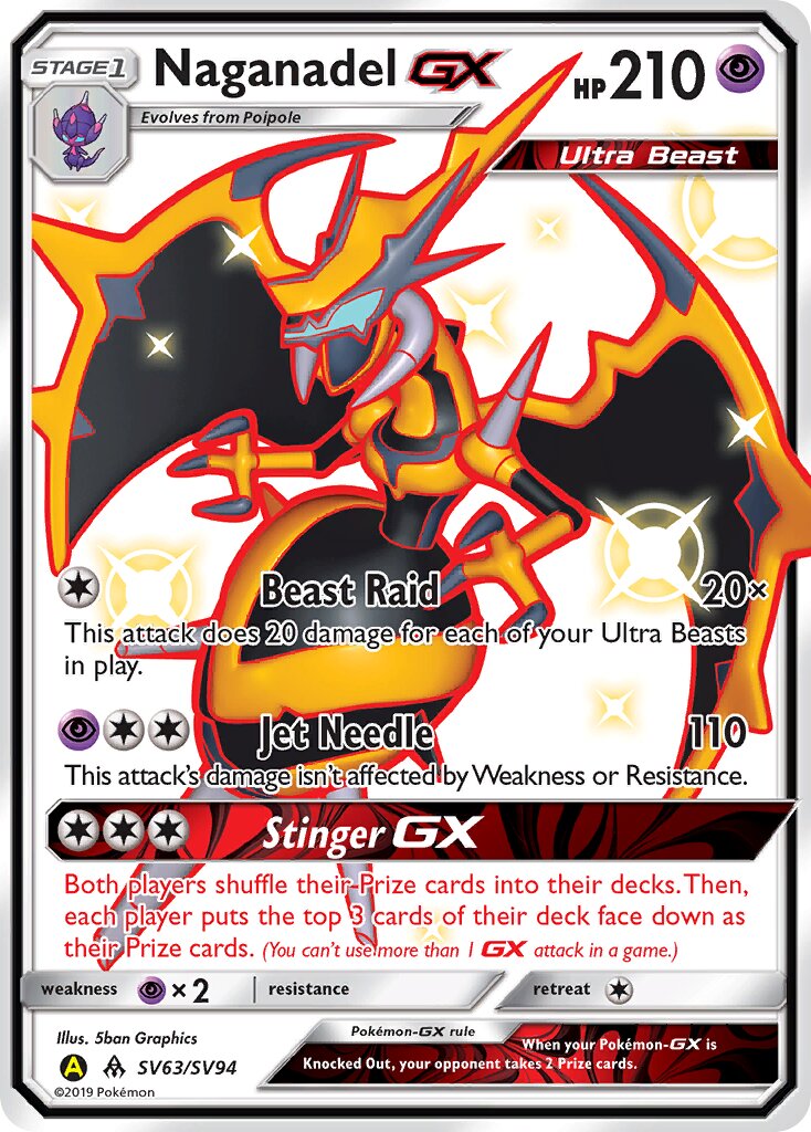 Naganadel-GX 063/94 — Hidden Fates: Shiny Vault (English Pokémon TCG card)