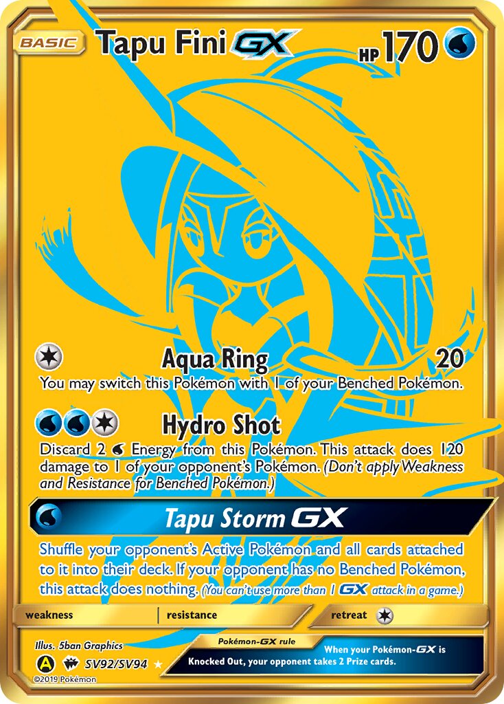 Tapu Fini-GX 092/94 — Hidden Fates: Shiny Vault (English Pokémon TCG card)