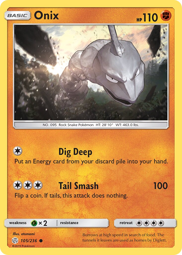 Onix 105/236 — Cosmic Eclipse (English Pokémon TCG card)