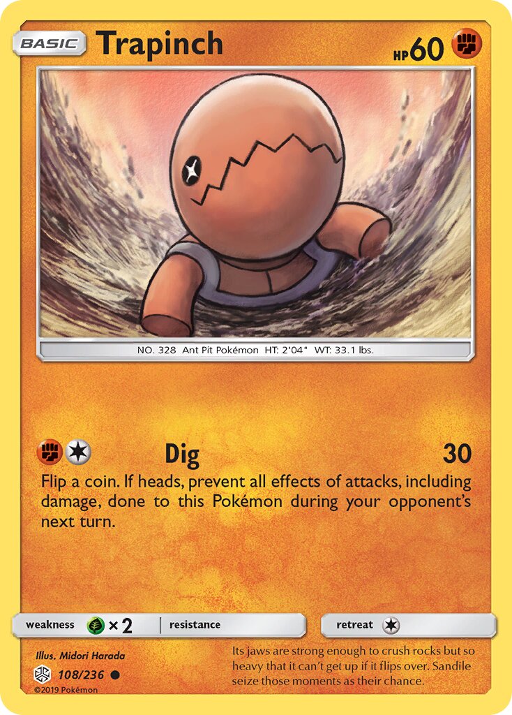 Trapinch 108/236 — Cosmic Eclipse (English Pokémon TCG card)