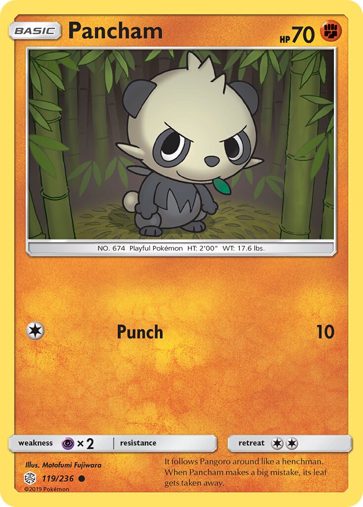 Pancham 119/236 — Cosmic Eclipse (English Pokémon TCG card)