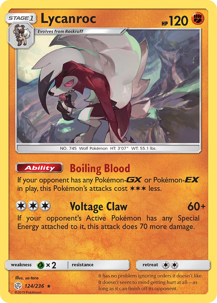 Lycanroc 124/236 — Cosmic Eclipse (English Pokémon TCG card)