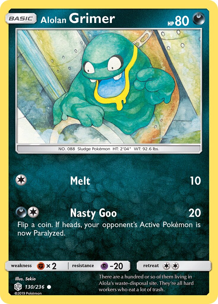Alolan Grimer 130/236 — Cosmic Eclipse (English Pokémon TCG card)