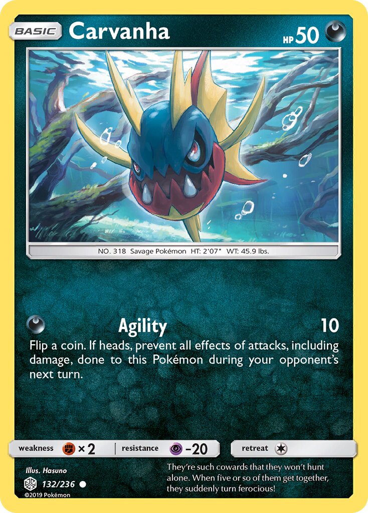 Carvanha 132/236 — Cosmic Eclipse (English Pokémon TCG card)