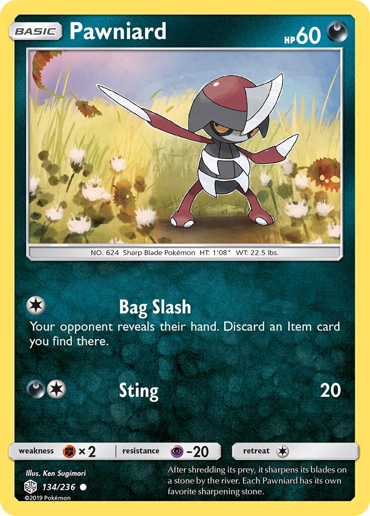 Pawniard 134/236 — Cosmic Eclipse (English Pokémon TCG card)