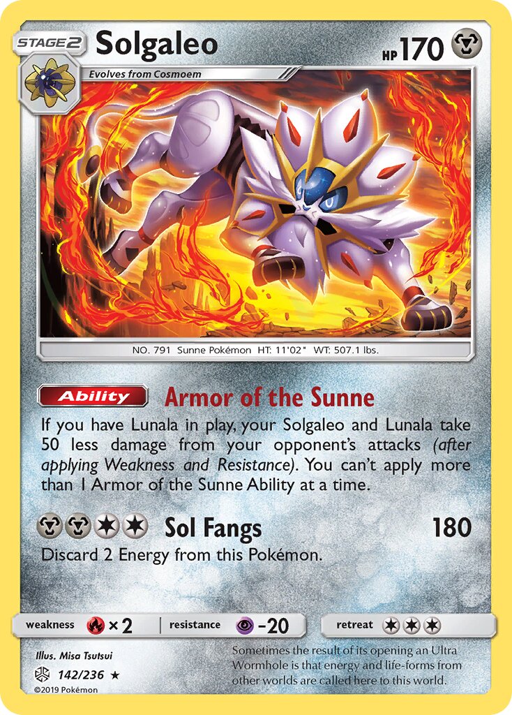 Solgaleo 142/236 — Cosmic Eclipse (English Pokémon TCG card)