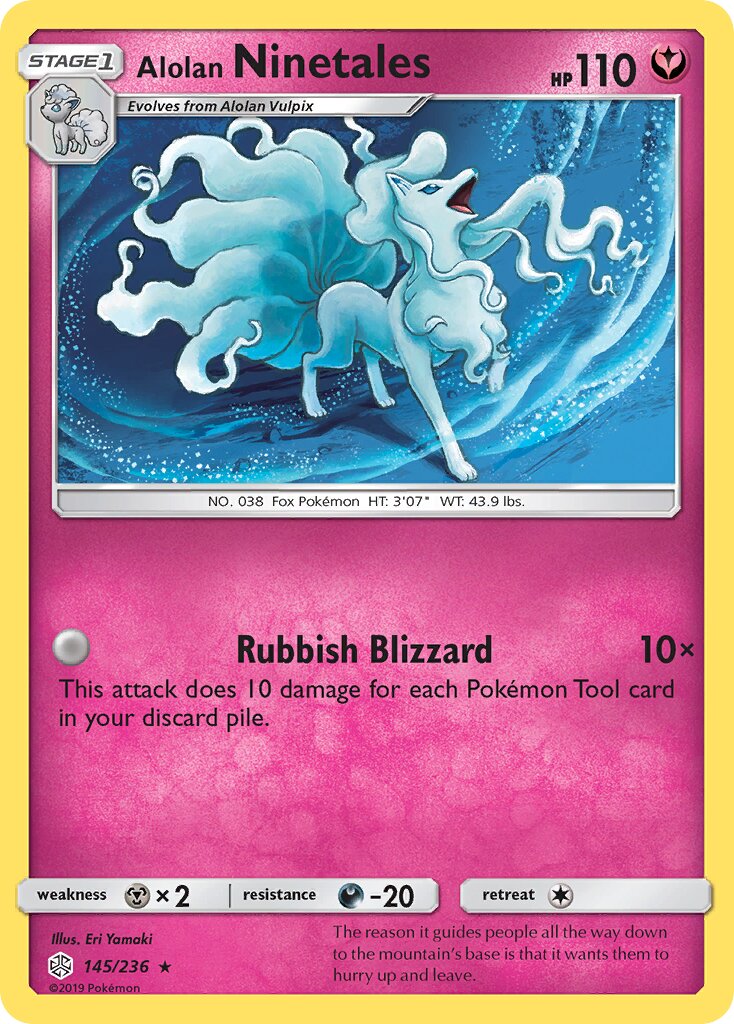 Alolan Ninetales 145/236 — Cosmic Eclipse (English Pokémon TCG card)
