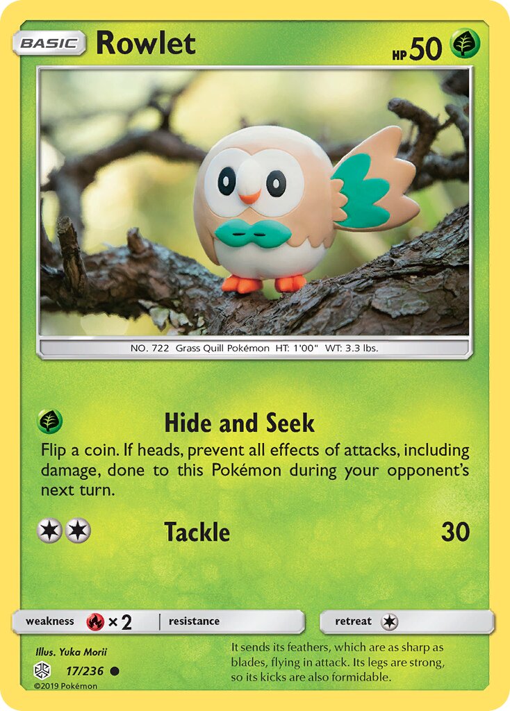 Rowlet 017/236 — Cosmic Eclipse (English Pokémon TCG card)