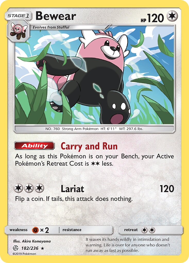 Bewear 182/236 — Cosmic Eclipse (English Pokémon TCG card)