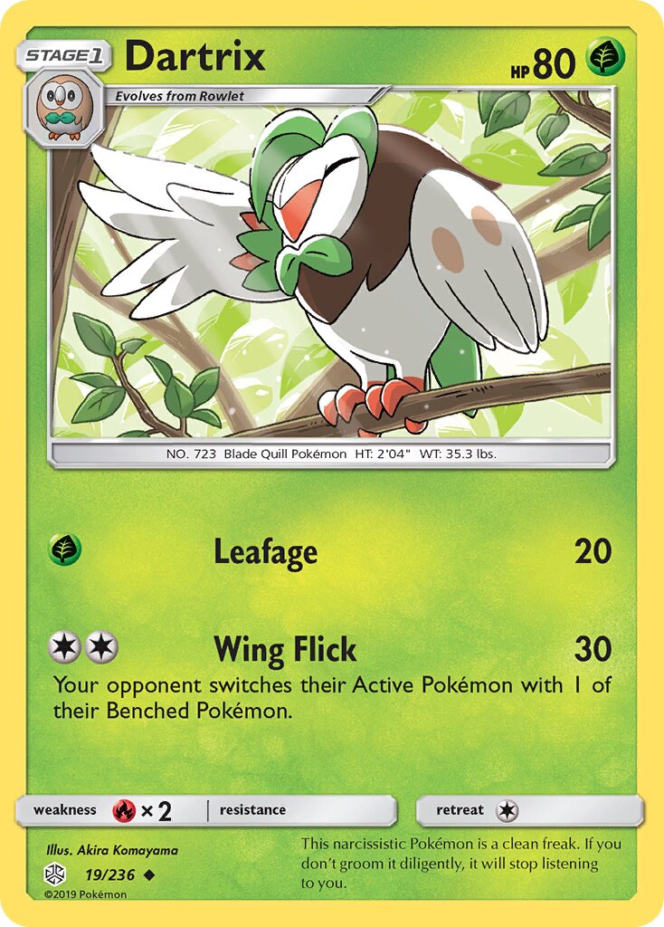 Dartrix 019/236 — Cosmic Eclipse (English Pokémon TCG card)