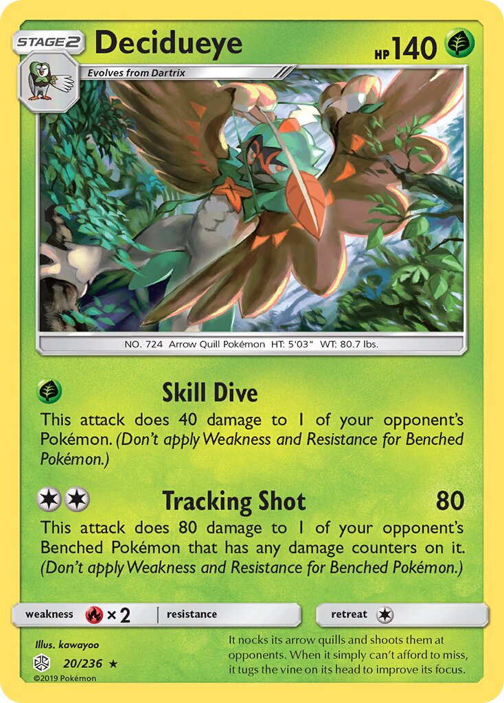Decidueye 020/236 — Cosmic Eclipse (English Pokémon TCG card)