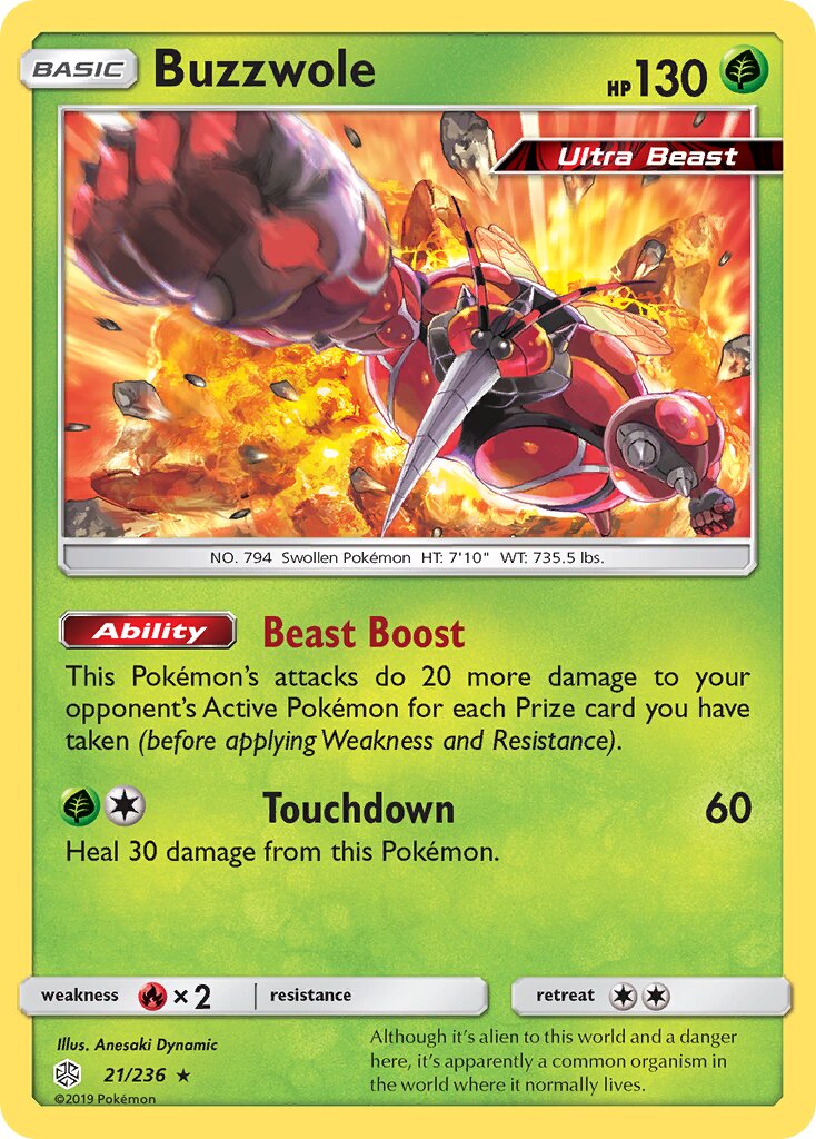 Buzzwole 021/236 — Cosmic Eclipse (English Pokémon TCG card)