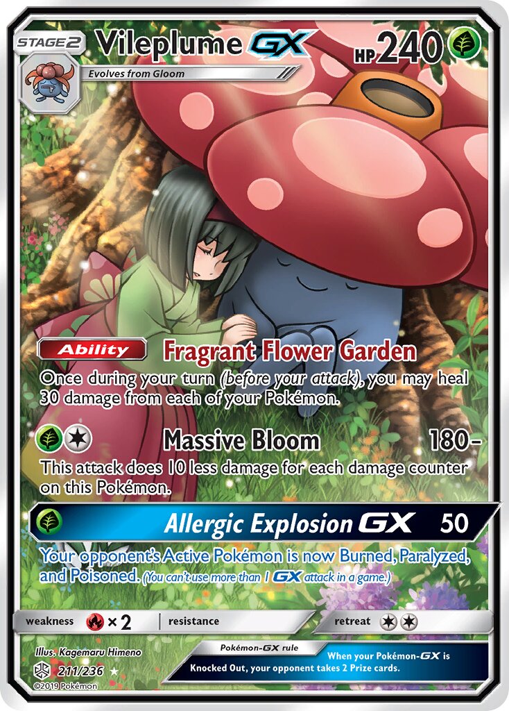 Vileplume-GX 211/236 — Cosmic Eclipse (English Pokémon TCG card)