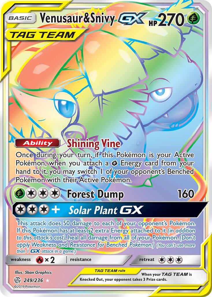 Venusaur & Snivy-GX 249/236 — Cosmic Eclipse (English Pokémon TCG card)