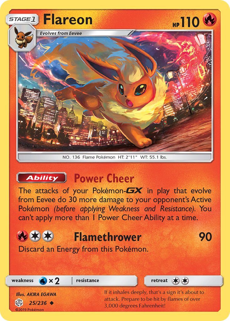 Flareon 025/236 — Cosmic Eclipse (English Pokémon TCG card)