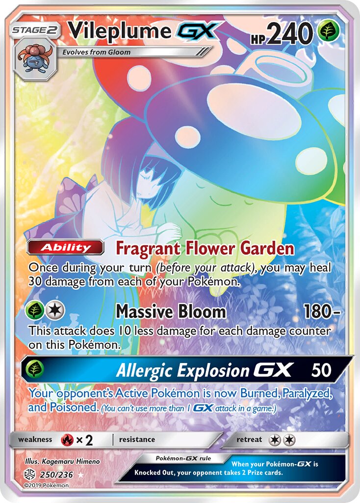 Vileplume-GX 250/236 — Cosmic Eclipse (English Pokémon TCG card)