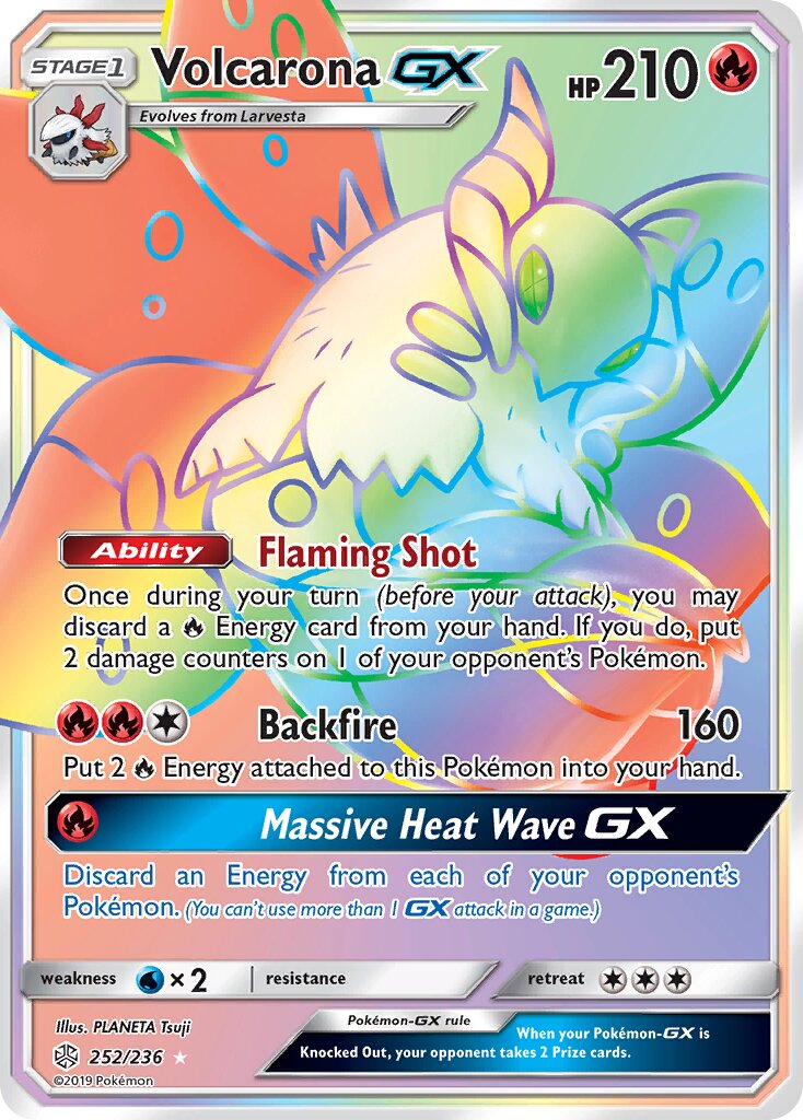 Volcarona-GX 252/236 — Cosmic Eclipse (English Pokémon TCG card)