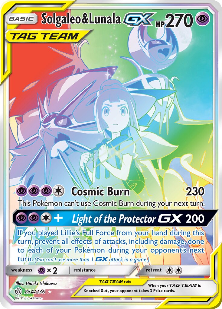 Solgaleo & Lunala-GX 254/236 — Cosmic Eclipse (English Pokémon TCG card)